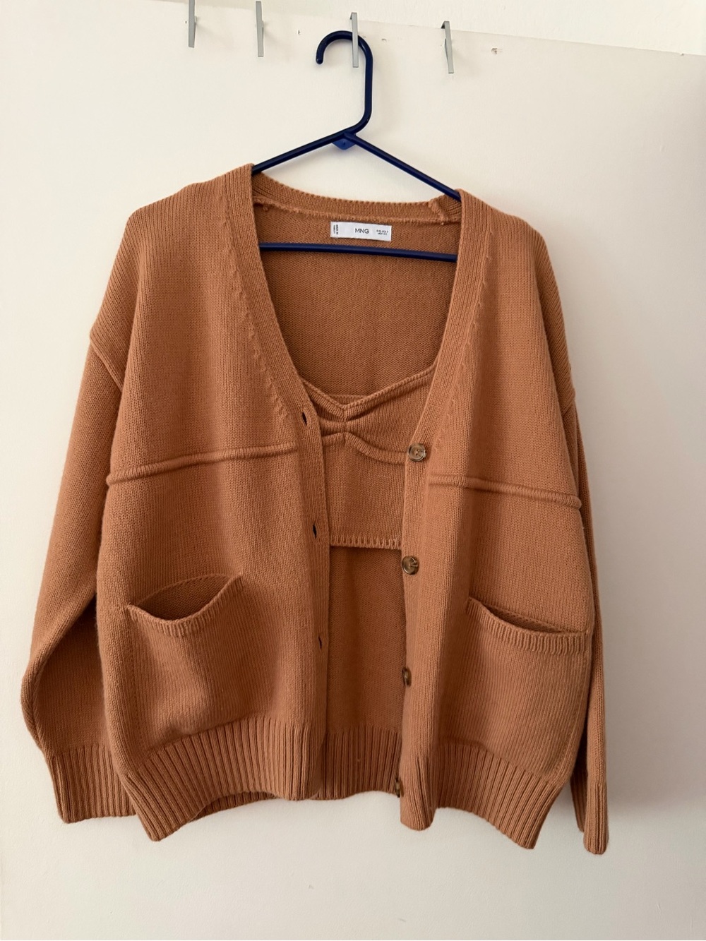 Mango Camel Knit Cardigan and Tank Set